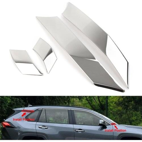 Chrome Car Door Window A C Pillar Post Molding Sticker Cover Trim For Toyota Rav 4 2019 2020 RAV4 19 20