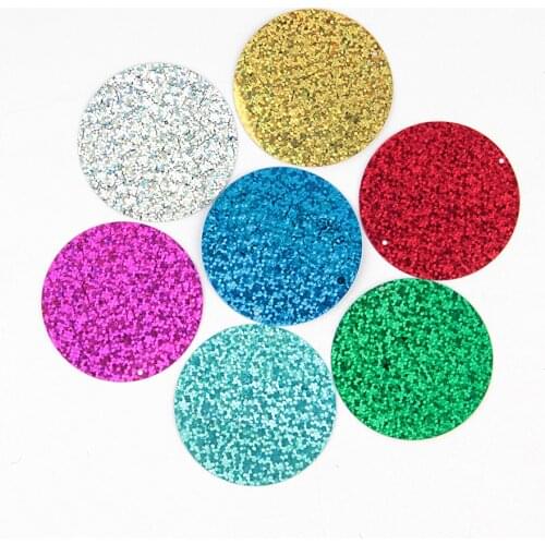 40mm Sequin PVC Flat Round Loose Large Silver Sequins Paillettes Sewing Wedding Craft Accessories with Side Hole Lentejuelas 10g