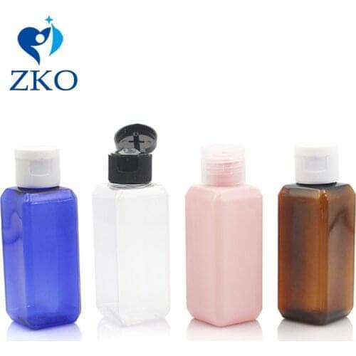 500 pcs 50ml empty plastic square shape bottle Flip Top Cap For Cosmetic Bottle