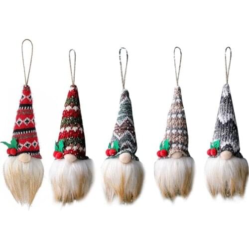 5X New Year Christmas Decorations Santa Claus Ornaments Christmas Tree Knitting Pendant Angel Topper Dog Christmas Toys
