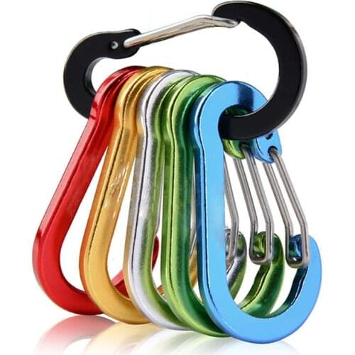 6Pcs Aluminum Alloy Carabiner Key Chain Outdoor Camping Climbing Snap Clip Safety Lock Buckle Fishing Hiking Accessories