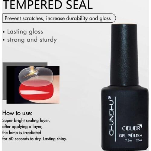 7.3ml UV Gel Nail Polish Tempered Seal Layer Top Coat Strong And Wear-resistant Soak Off Lasting Gloss Varnish Nail Art Manicure