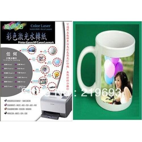 Free shipping, white color background A4 size color laser waterslide decal paper