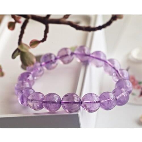 Natural Lavender Amethyst Quartz Purple Gemstone 12mm 14mm Clear Round Beads Bracelet Woman Men Crystal Reiki AAAAA
