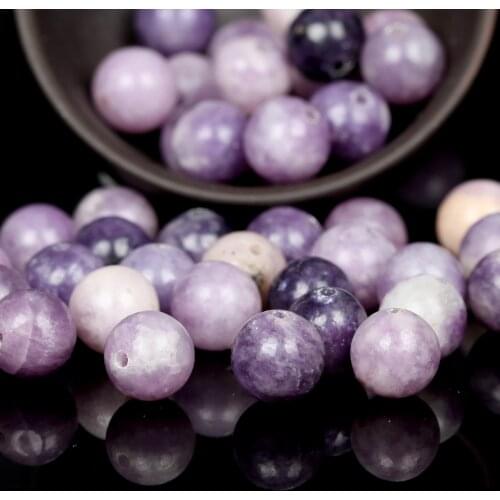 Natural Lepidolite Stone Round Loose Spacer Beads For Jewelry Making DIY Bracelet Handmade 4/6/8/10/12mm
