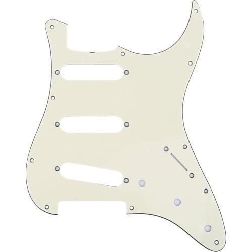 Musiclily Pro 11-Hole 62 Strat SSS Guitar Pickguard for MIJ JPN Japan Stratocaster, 3Ply Cream