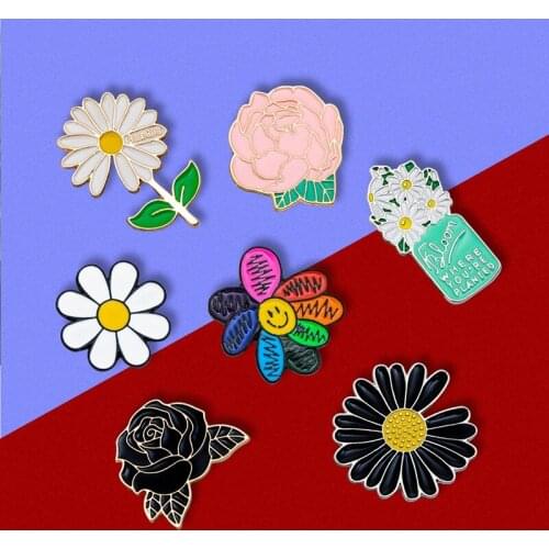 Women Badge Fashion Cartoon Enamel Brooch Cute Flower Leaves Pin Lapel Backpack Jewelry