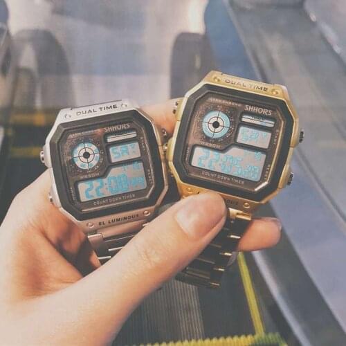 Men Military Steel Digital Watches Sports Luminous Chronograph Waterproof Male Business Electronic Wrist Watches Luxury Relogio