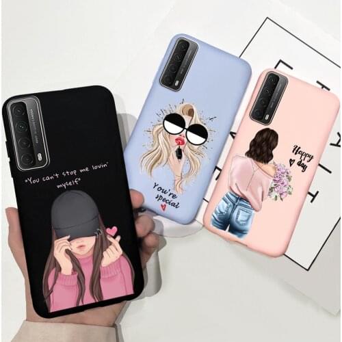 For Huawei P smart 2021 huawei Y7a Cases 6.67" Soft Matte Lady Silicon Back Phone Cover Case For Huawei PSmart 2021 Bumper Funda