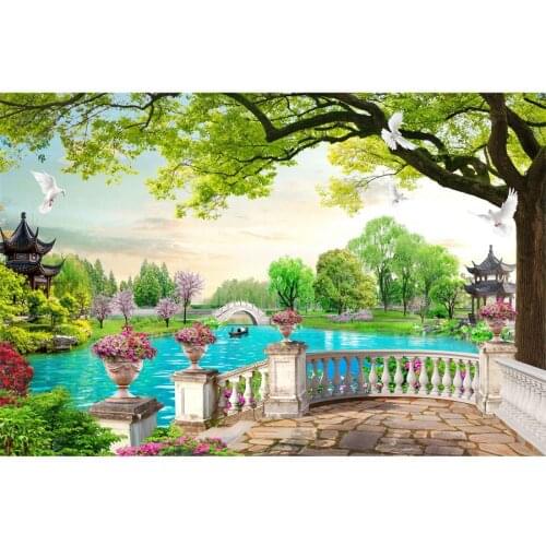 Chinese Style Garden Landscape Holiday Photography Backgrounds Baby Child Portrait Photographic Backdrops For Home Photo Studio