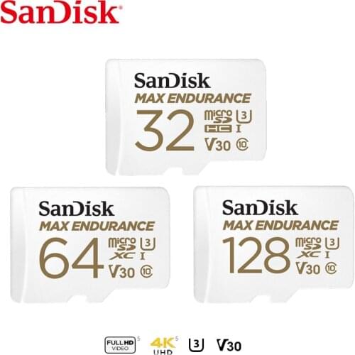 SanDisk MAX Endurance Memory Card 32GB 64GB Micro SD Card 128GB C10 V30 U3 4K TF Cards for Dash Cam Video Monitoring Smartphone