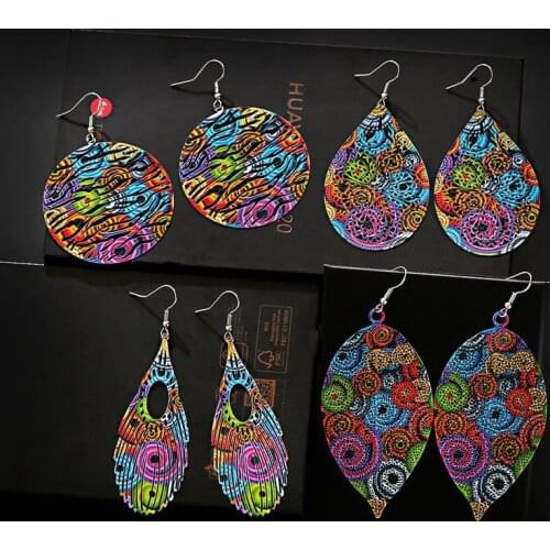 Classic Women Hollow Geometric Art Drop Earring Ethnic Multicolor Bohemia Big Round Copper Earrings Gypsy Tribe Fashion Jewelry