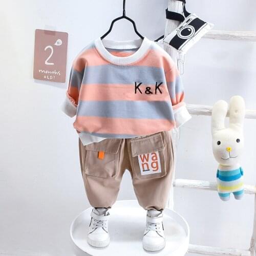 Baby Girl Clothes Set Autumn Kids Neutral Suit Stripe Top+Pants With Big Pockets 2PCS Toddler Sport Suit Baby Boys Set 0-4 Years