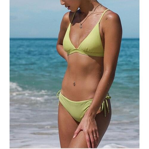 Lace Up Two Color Swimsuit European American Style Bikinis Small Chest Sexy Three- Point Swimming Womens Split Thin Bikini