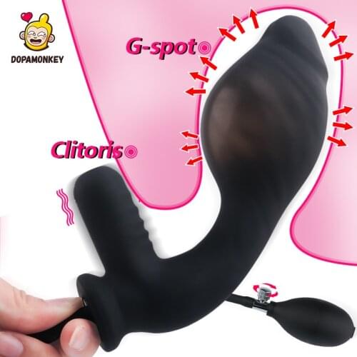 Inflatable Vibration Anal Plug Dilator Silicone Anal Pump Expandable Clitoris Stimulation Massage Female Masturbation Vibrator