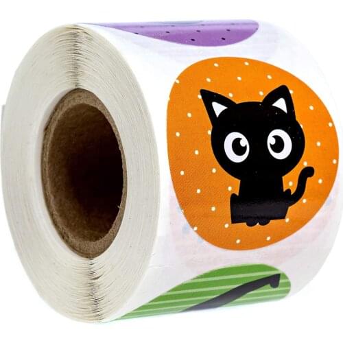 50-500pcs Candy Bags Stickers Halloween Round Stickers Self Adhesive Label Paper Package Seal Gift Packaging Sealing Crafts