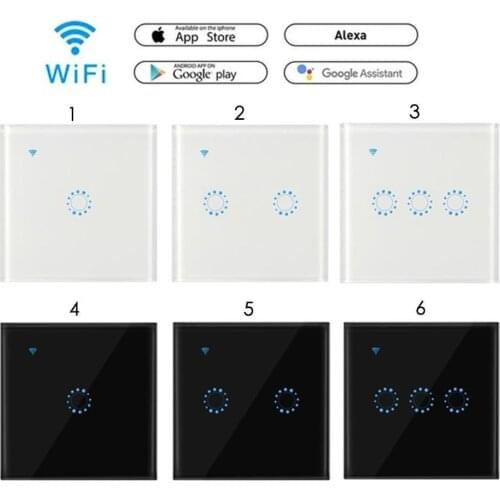 CBE Smart Home WiFi Wall Glass Panel Touch Switch EU UK Tuya EWelink Timing 1/2/3 Gang Work with Alexa Google Home Voice Control
