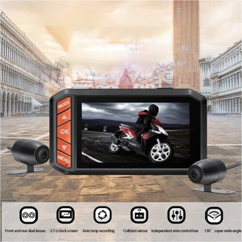 NEW-1080P HD Motorcycle DVR 2.7 inch LCD Dual Camera Motorbike Dash Cam Video DV123