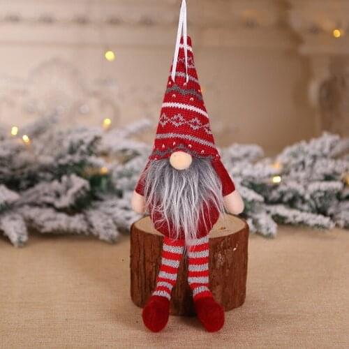 2021 New Year Gift for Kids Cute Christmas Decoration Sitting Long Leg No Face Elf Doll Decorations For Home