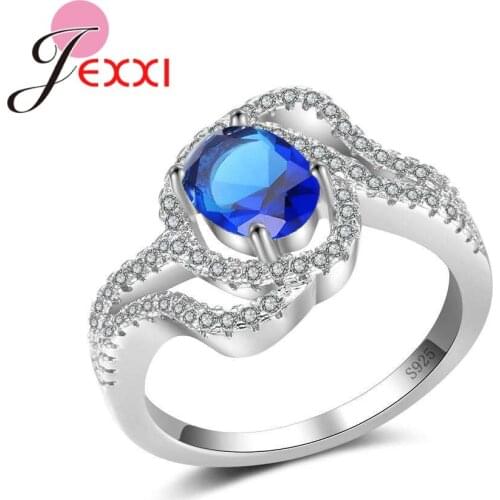 New Latest Elegant 925 Sterling Silver Finger Rings For Ladies Beautiful Stone Paved Wonderful Gifts For Female Partner