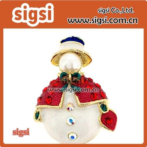 New design snowman brooch rhinestone Christmas pins decorative