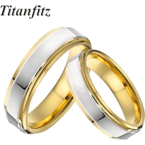 Alliance Lovers marriage couple rings for wedding men and women gold color Eco Metal titanium jewelry finger ring