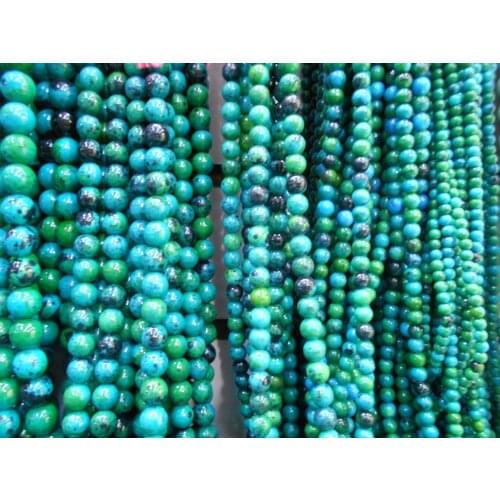 Wholesale 4.6.8.10.12. 14mm Chrysocolla stone Round Loose Spacer Beads 15.5" Pick Size