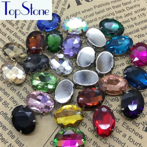 TopStone Oval Sew on Claw Rhinestones Glass Crystal Sew-on stone 8x10 13x18 10x14 18x25 20x30 mm DIY Garment Wedding Accessories