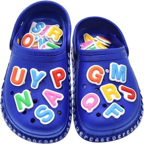 Hot 10pcs PVC Shoe Charms Decoration Capital Letters Colorful Garden Shoe Accessories for Wristband Decor Kids Party Gift