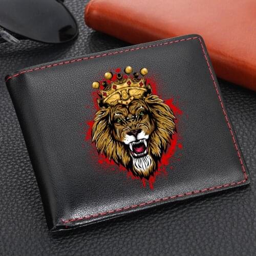 3D Awesome Lion Pattern Short Wallets for Men Vintage Male Cards Coin Holder Bag Wallet New Design Dollar Purse Money Wallet
