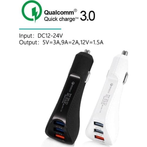 QC 3.0 Fast Charger 3.1A Universal 3 USB Ports Mobilephone Car Charger Android Smartphone Tablet Charger Adapter Safty Charging