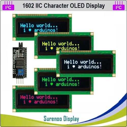 Real OLED Display, IIC/I2C/TWI 1602 162 16*2 Serial Character LCD Module Display Screen LCM