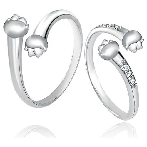 S925 Sterling Silver Cat Claw Hug Couple Ring Simple Open Ring Engagement Gift