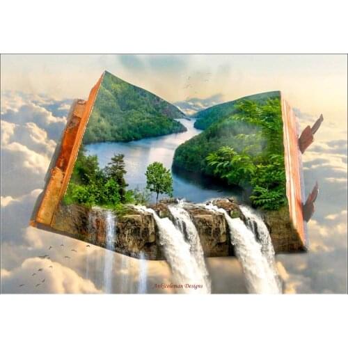 Counted Cross Stitch Kits Needlework Embrodery - Crafts 14 ct Aida Color DIY Arts Handmade Home Decor - Heavenly Waterfall