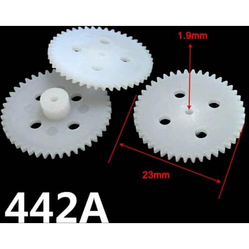 23mm 44 Teeth Gear 0.5M Hole= 2mm/ 2.5mm/ 3mm Shaft Tight Fitting 44T POM Plastic Pinion Toy Motor Parts 442A 442.5A 443A