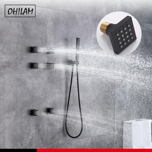 50mm Brass Shower Body Jet 2 Inch Massage Spray Jets Rainfall G1/2Inlet Shower Water Saving Jet Bathroom Power Shower Attachment