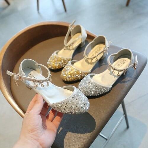 Girls Leather Shoes Fashion Children Elegant Pu Bling Rhinestones Danceing Low Helled Princess Shoes Kids Shoe Girls Sneakers