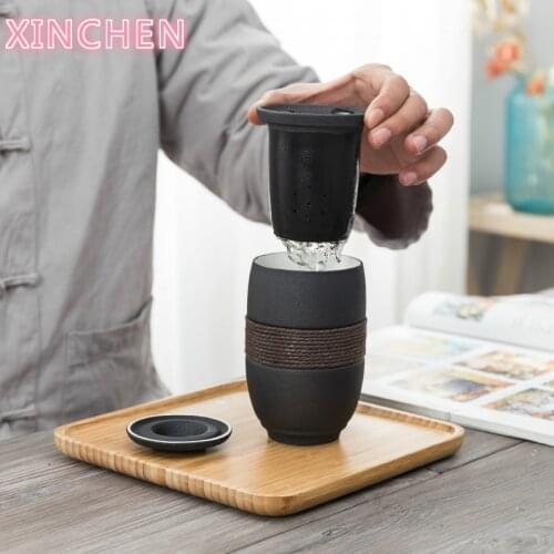 XINCHEN 2020Japanese style tea cup separation tea cup home office travel portable filter ceramic tea cup 285ML