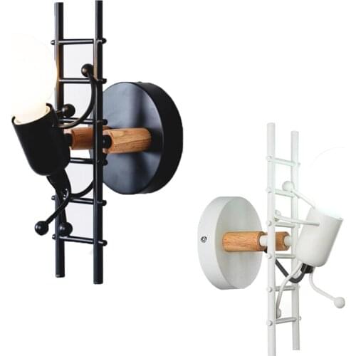 Iron Led Wall Lamp American Wall Lights Metal Cartoon Robot Sconce Wall Light Bedroom Children Room Luminaire