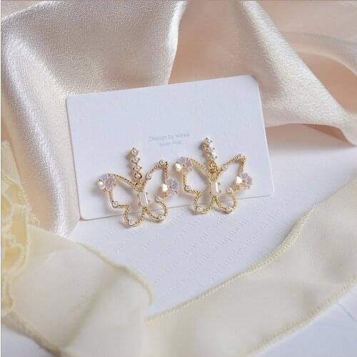 14k gold plated fine jewelry Butterfly Hollow Flower Pearl Simple Hollow Star Sweet Stud Earrings for woman simple daily Earring