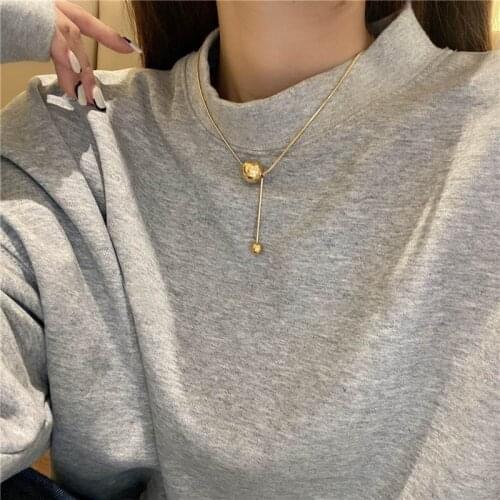 Stainless Steel Lucky Ball Pendant Necklace For Women 2021 New Fashion Temperament Simple Jewelry Wholesale