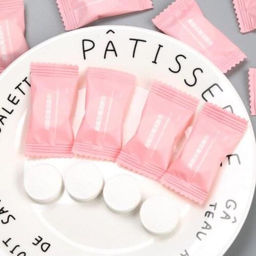 100Pcs Compressed Towel Disposable Candy Cotton Cleansing Towel Small Square Towel Portable Hotel Travel Compressed Face Towel