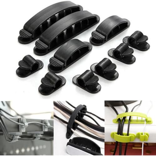 10pcs New Self-adhesive Wire Tie Cable Cord Wire Line Organizer Plastic Clips Ties Fixer Fastener Holder for Car Desk
