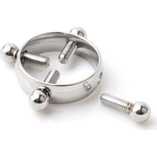2pcs Stainless Steel 316L Round Nipple Piercing Jewelry Non Piercing Nipple Ring Shield Fake Screw Nipple Clamps for Women