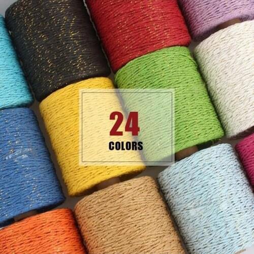280M Raffia Straw Yarn Gold Line Cotton Crochet Yarn For Diy Knitting Summer Straw Hat Handbags Cushions Hand Woven Straw Yarn