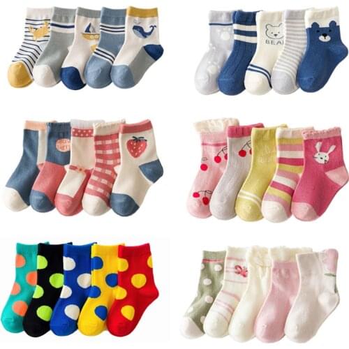 5 Pairs Cotton Kids Socks Warm Winter Socks For Baby Girls Cute Cartoon Newborn Toddler Socks Casual Sport Boys Socks 0-12 Yrs