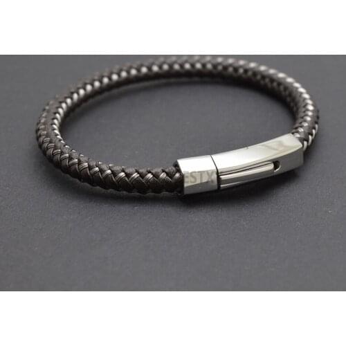 5pcs/lot BROWN Braided Leather Bracelet Magnetic Clasp Fashion Bangles Restoring ancient ways couple leather bracelets hot sale