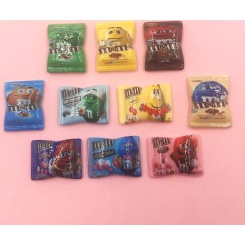 50Pcs Kawaii Cartoon Simulation Food Fake Candy Resin Cabochon Flat back Cabochons Kawaii DIY Phone Deco Part Accessories