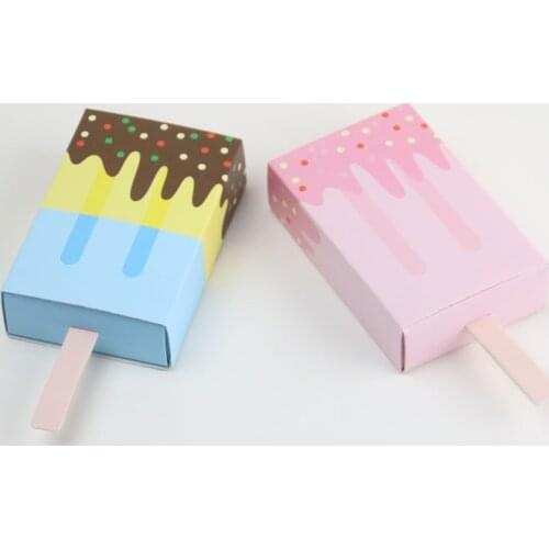 50Pcs/lot Chocolate Icecream design Paper gift box For Cookie box and Candy favor box gift For Baby souvenirs Party favor box