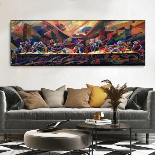 Abstract Watercolor The Last Supper Art Canvas Painting Graffiti Art Posters and Prints Wall Art Pictures for Living Room Decor